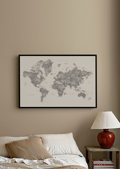 Plakat miast: szczegółowa mapa świata
