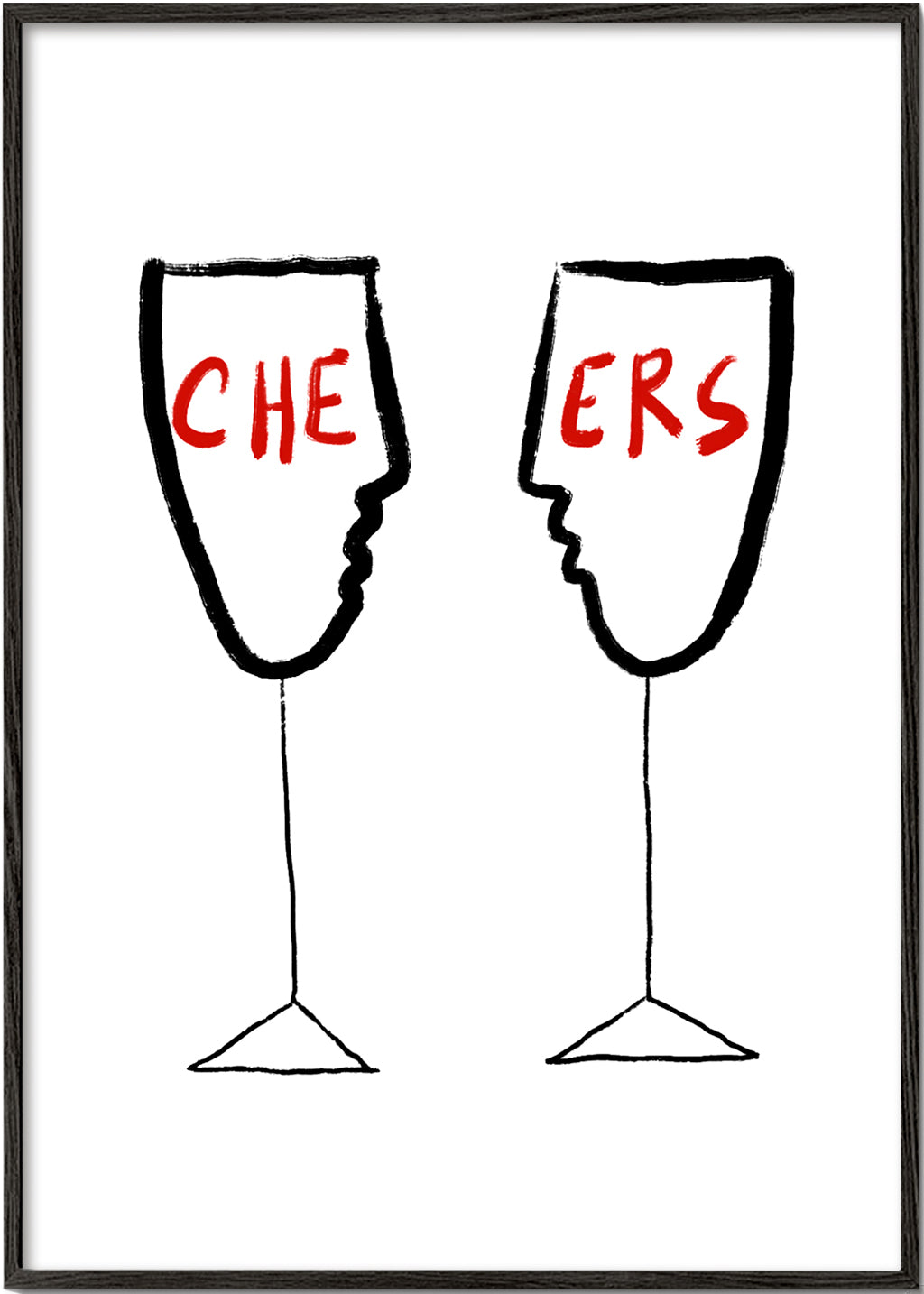 Sztuka do kuchni Cheers z kielichami w profilu