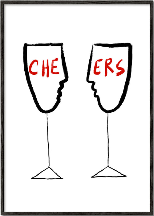 Sztuka do kuchni Cheers z kielichami w profilu