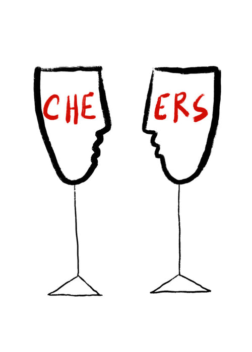 Sztuka do kuchni Cheers z kielichami w profilu