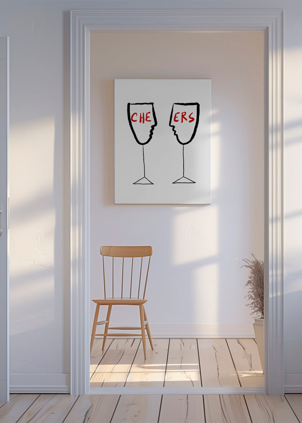 Sztuka do kuchni Cheers z kielichami w profilu