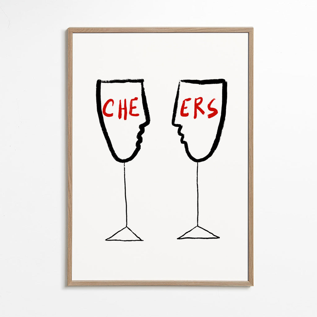 Sztuka do kuchni Cheers z kielichami w profilu