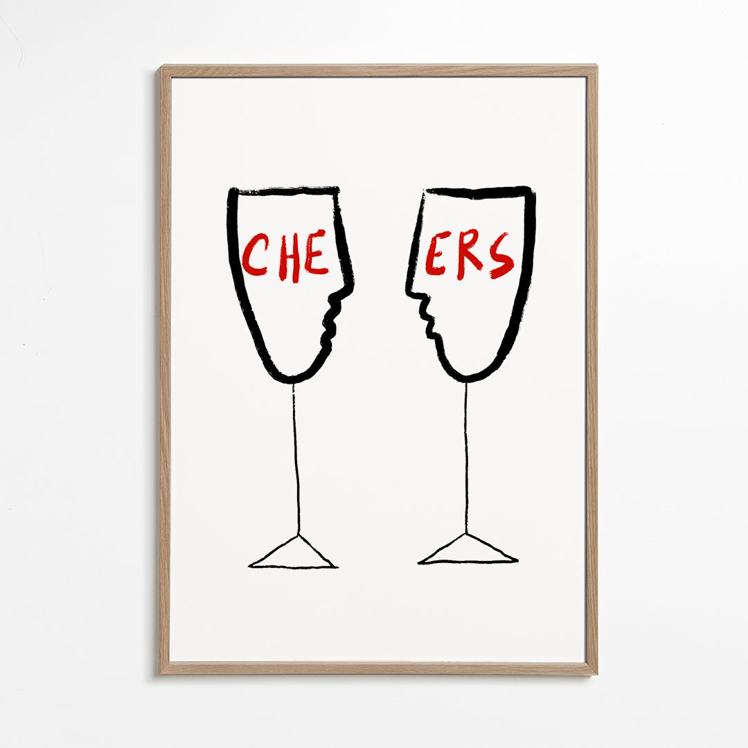 Sztuka do kuchni Cheers z kielichami w profilu