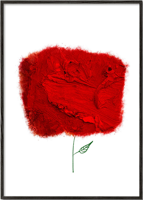 Plakat botaniczny z czerwonym teksturowanym kwiatem