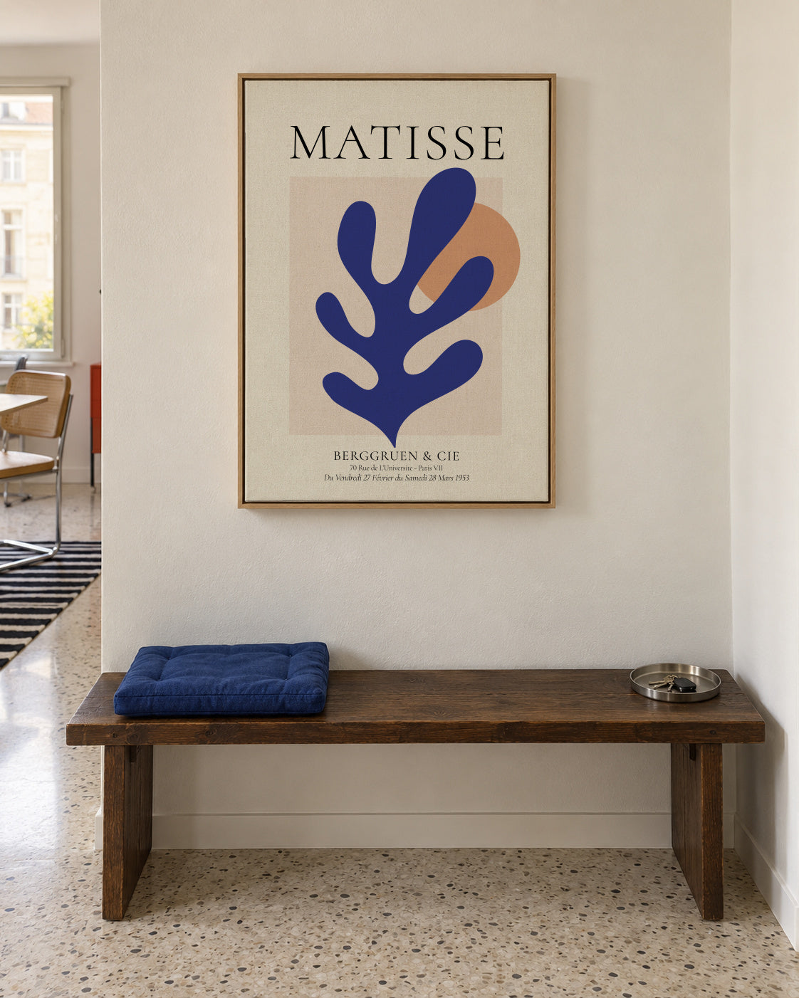 Henri Matisse papiers découpés I - Framed canvas in an interior