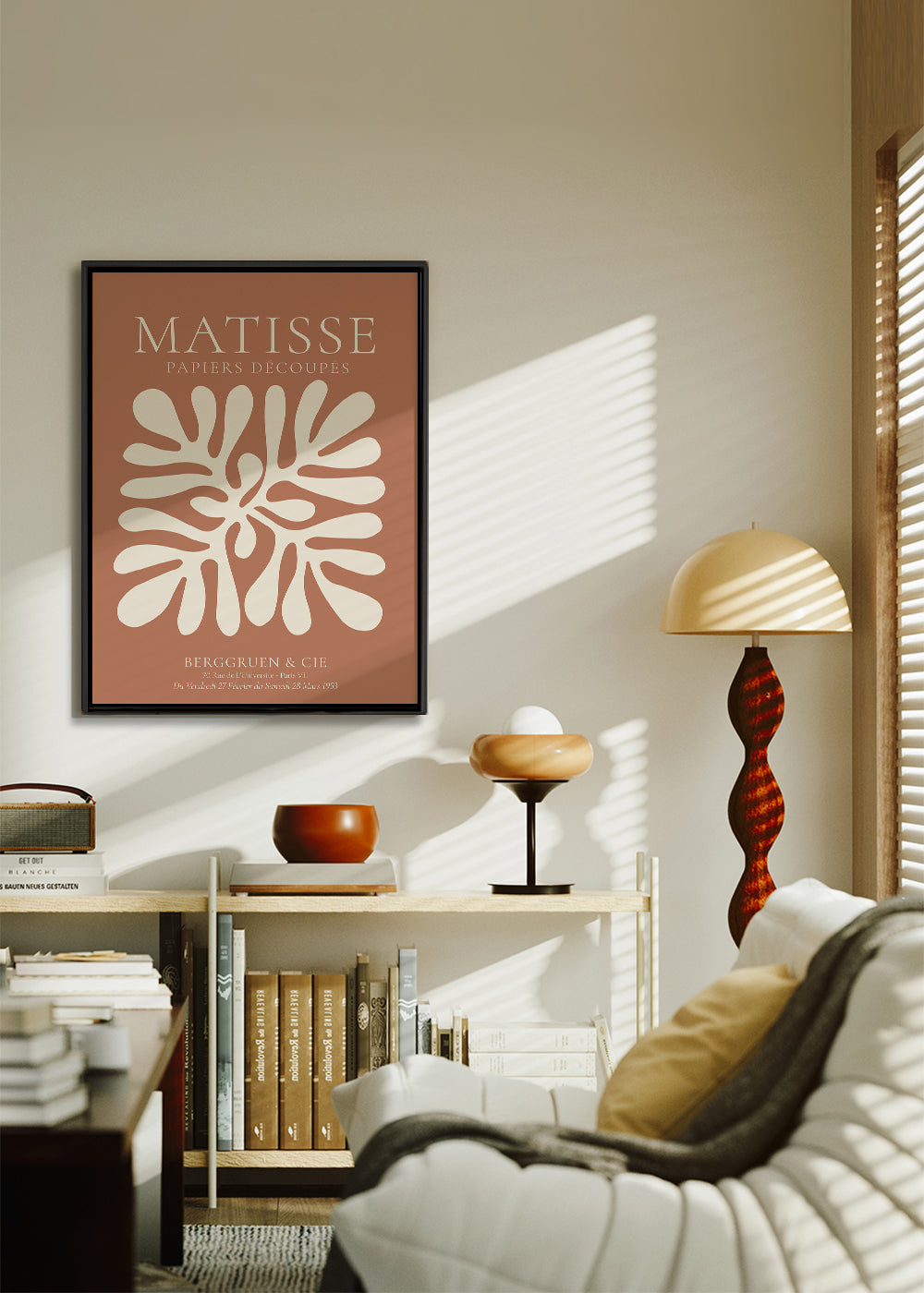 Plakat botaniczny Matisse: organiczne wycięcia na terrakocie