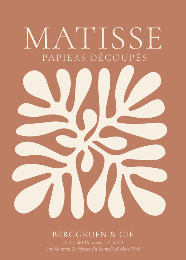 Plakat botaniczny Matisse: organiczne wycięcia na terrakocie