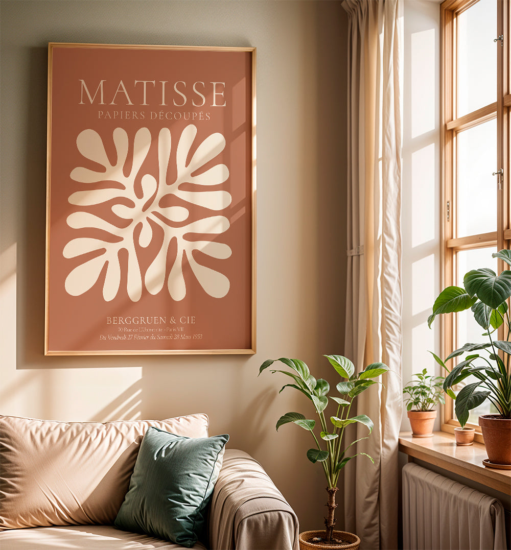 Plakat botaniczny Matisse: organiczne wycięcia na terrakocie