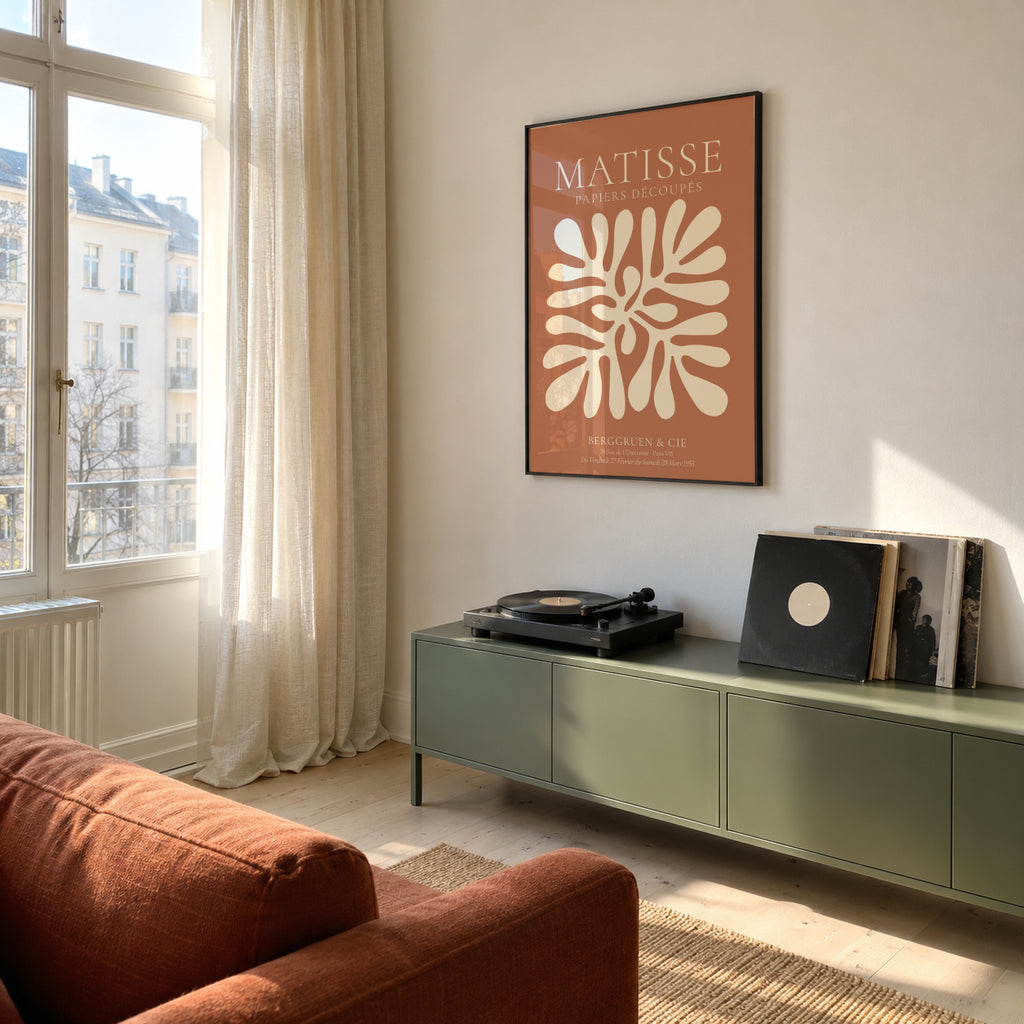 Henri Matisse papiers découpés VI - Framed poster in an interior