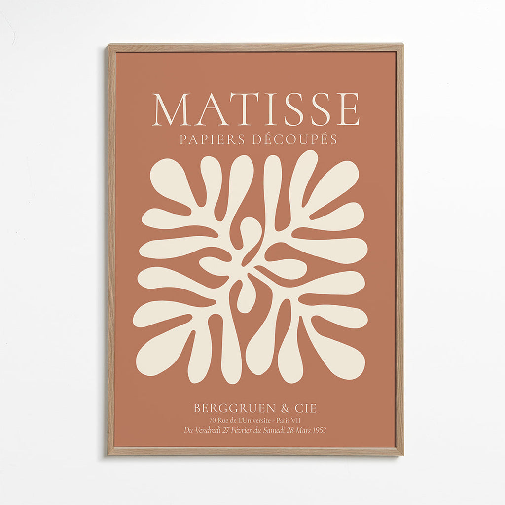 Plakat botaniczny Matisse: organiczne wycięcia na terrakocie