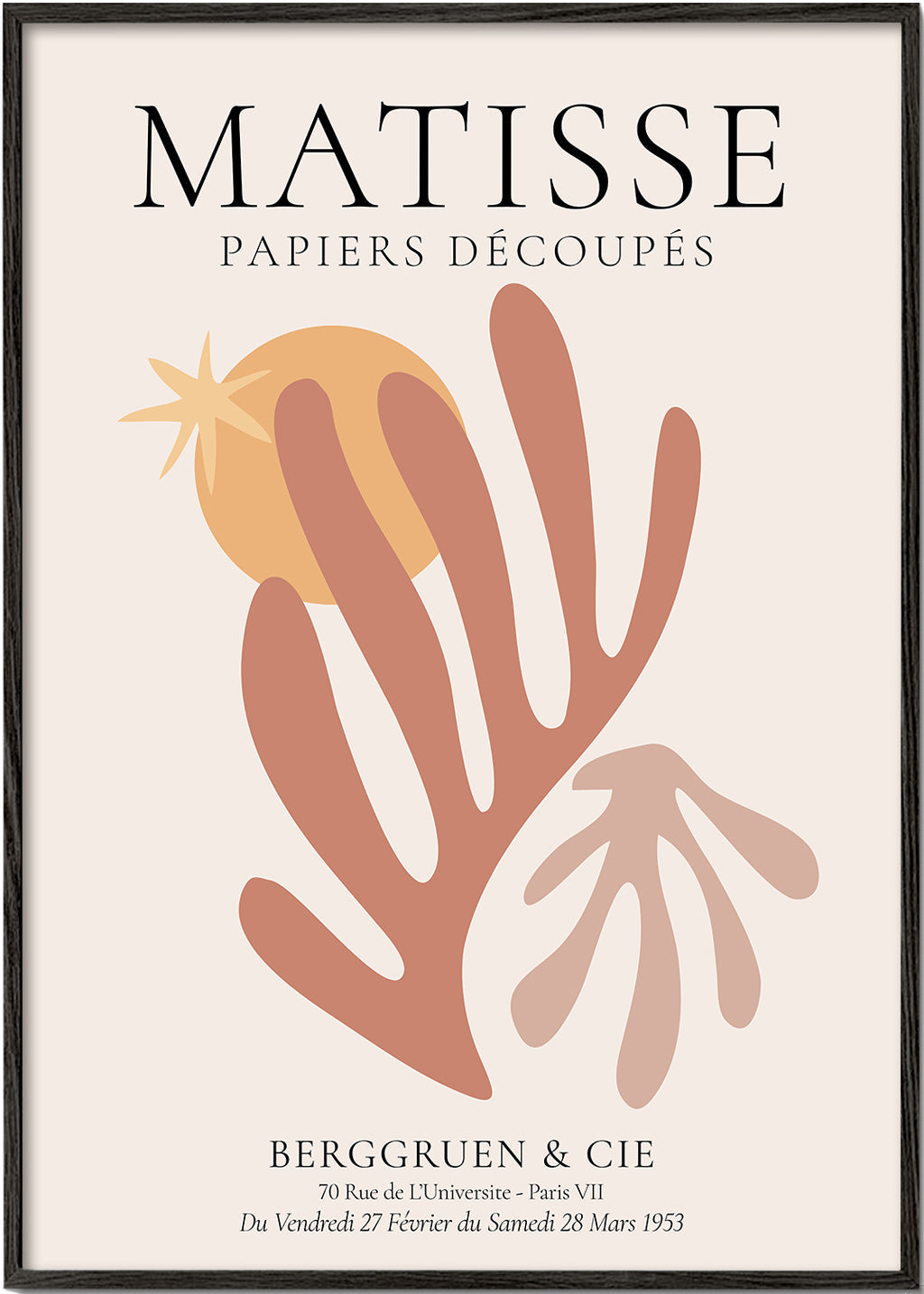 Plakat botaniczny Matisse wycinanki ciepłe barwy