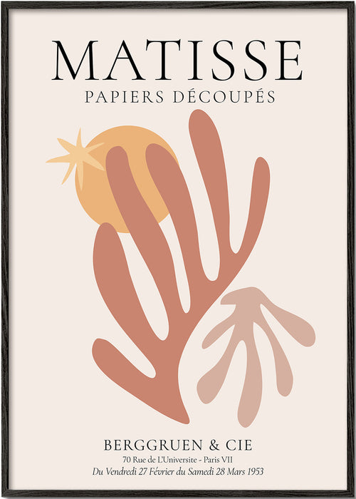 Plakat botaniczny Matisse wycinanki ciepłe barwy