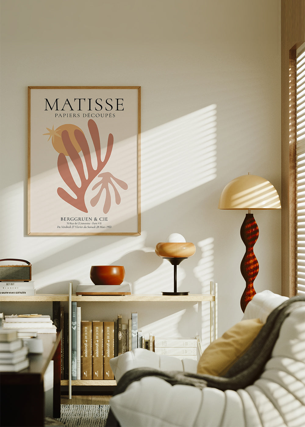 Plakat botaniczny Matisse wycinanki ciepłe barwy