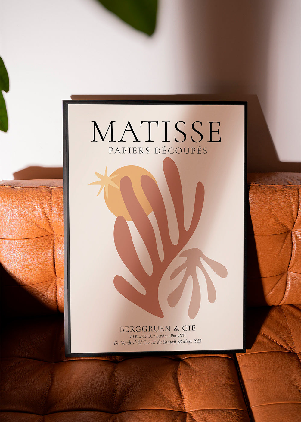 Plakat botaniczny Matisse wycinanki ciepłe barwy