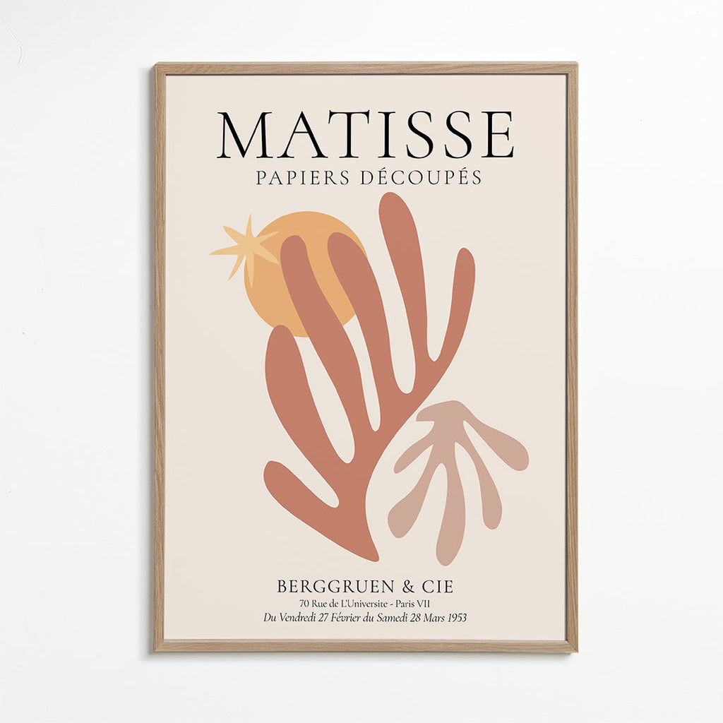 Plakat botaniczny Matisse wycinanki ciepłe barwy