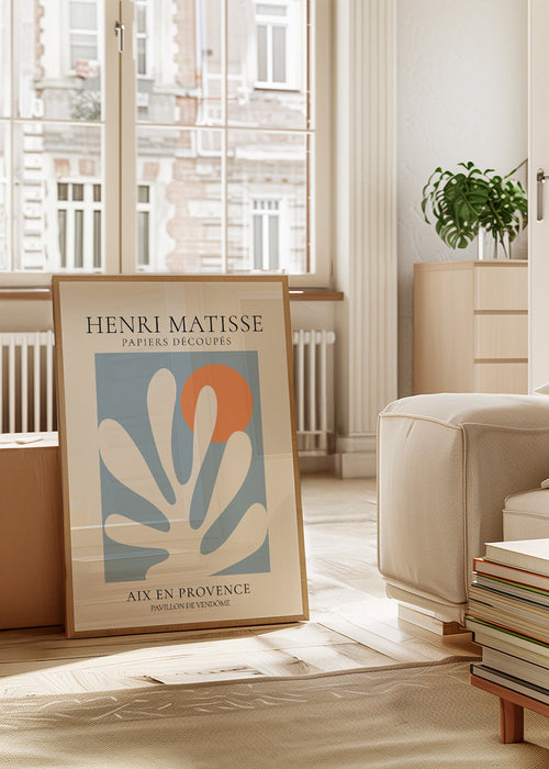 Plakat botaniczny Matisse niebieski i pomarańczowy