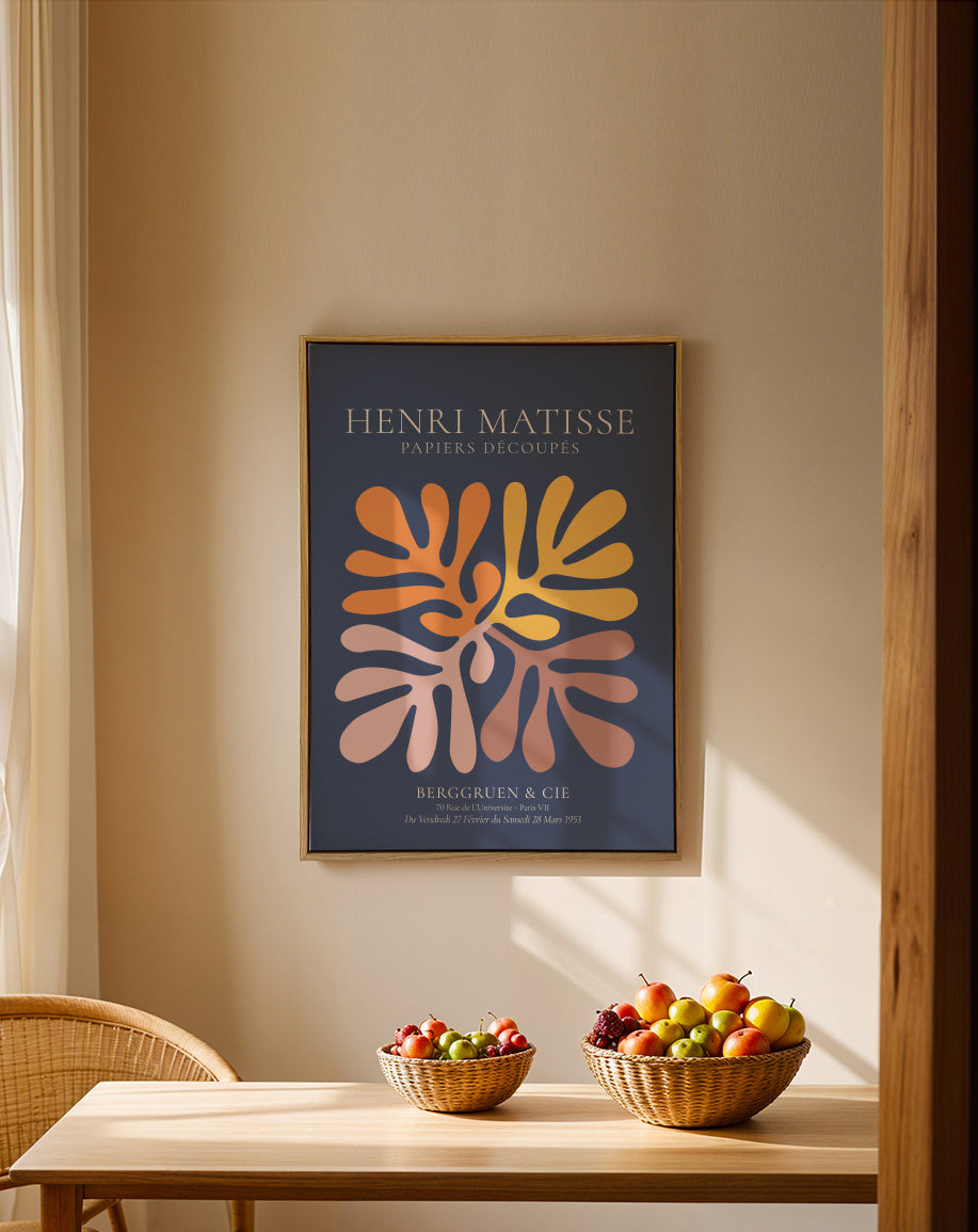 Henri Matisse NAVY papiers découpés I - Framed canvas in an interior