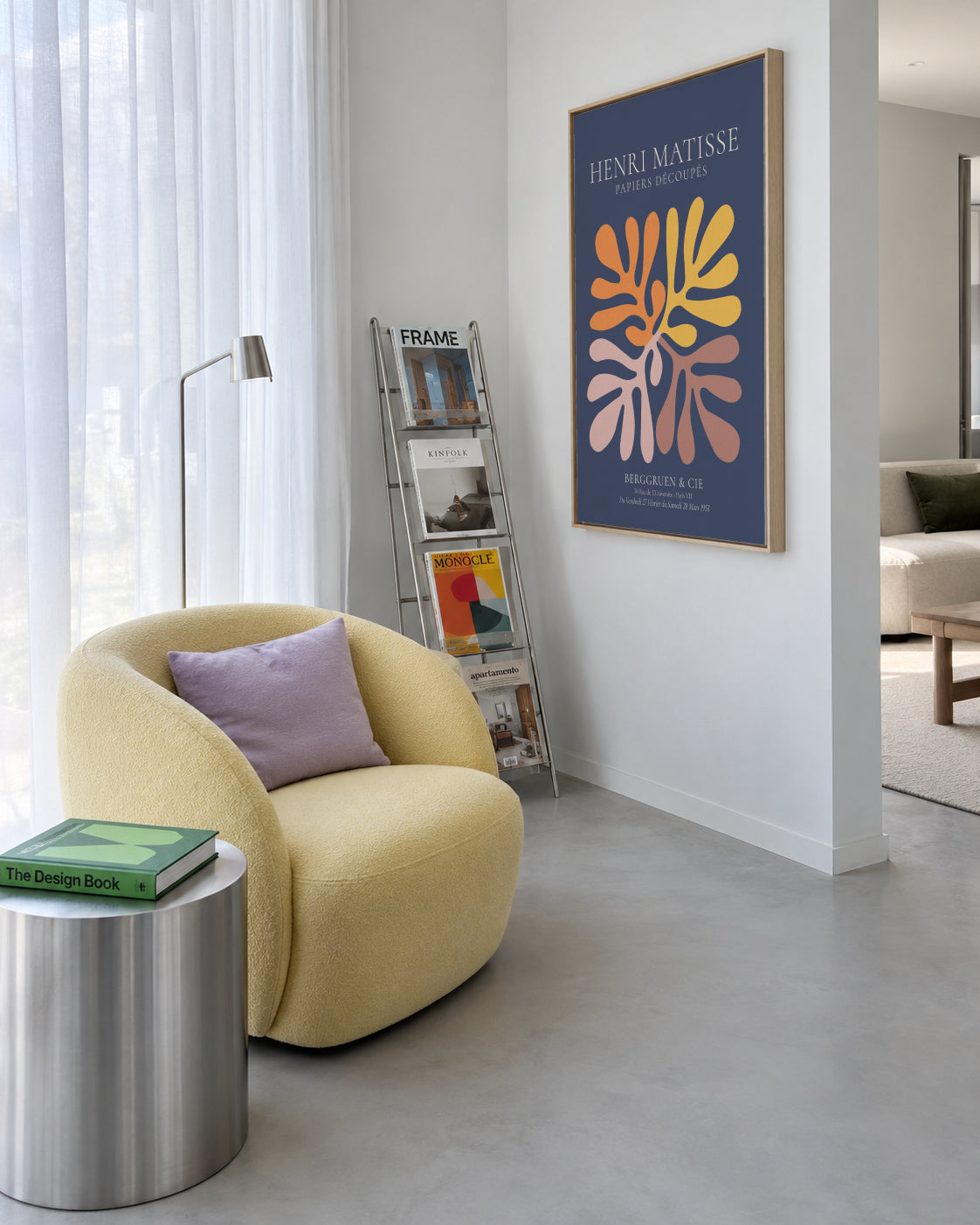 Henri Matisse NAVY papiers découpés I - Framed canvas in an interior