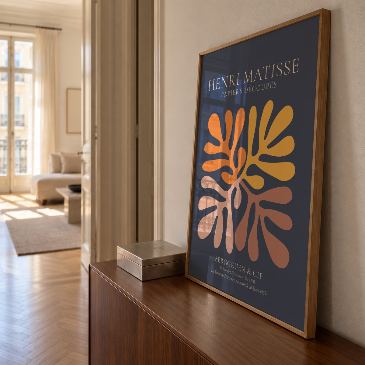 Henri Matisse NAVY papiers découpés I - Framed poster in an interior
