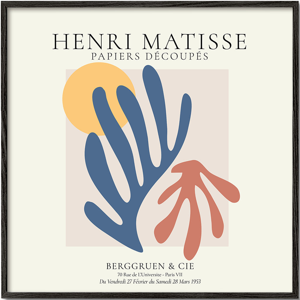 Ilustracja Matisse papiers découpés niebieski i koral
