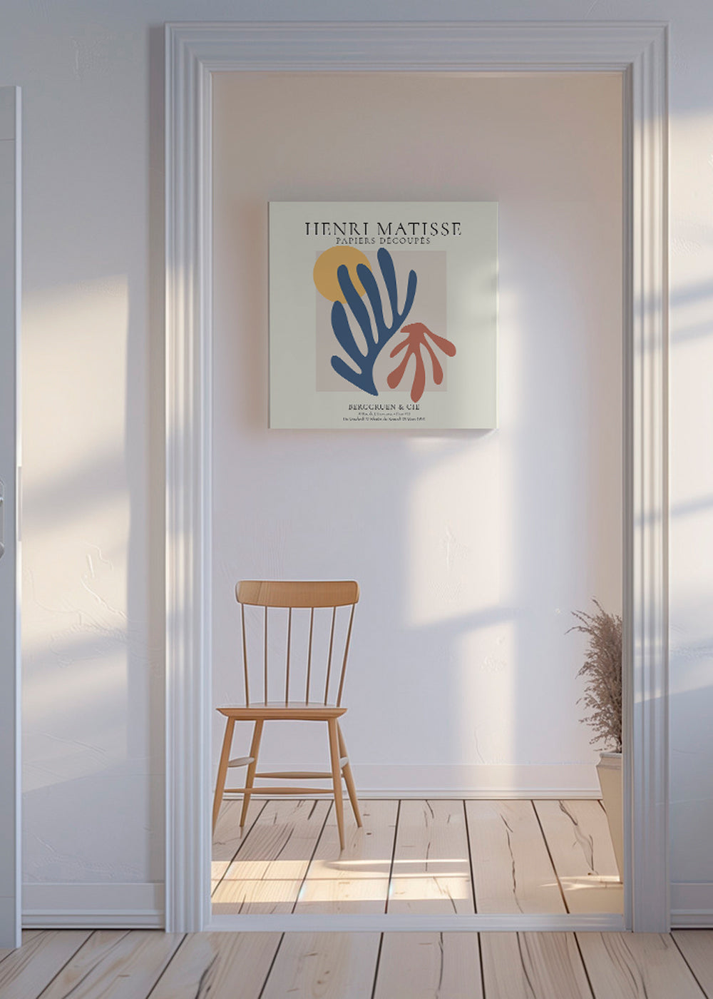Ilustracja Matisse papiers découpés niebieski i koral