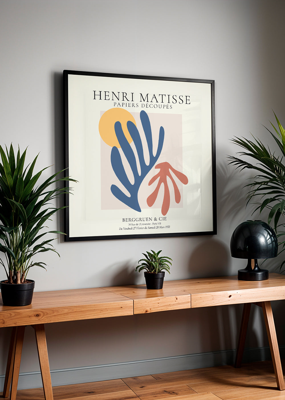 Ilustracja Matisse papiers découpés niebieski i koral