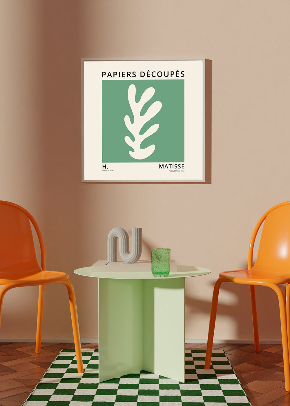Plakat botaniczny: zielony wycięty liść w stylu Matisse