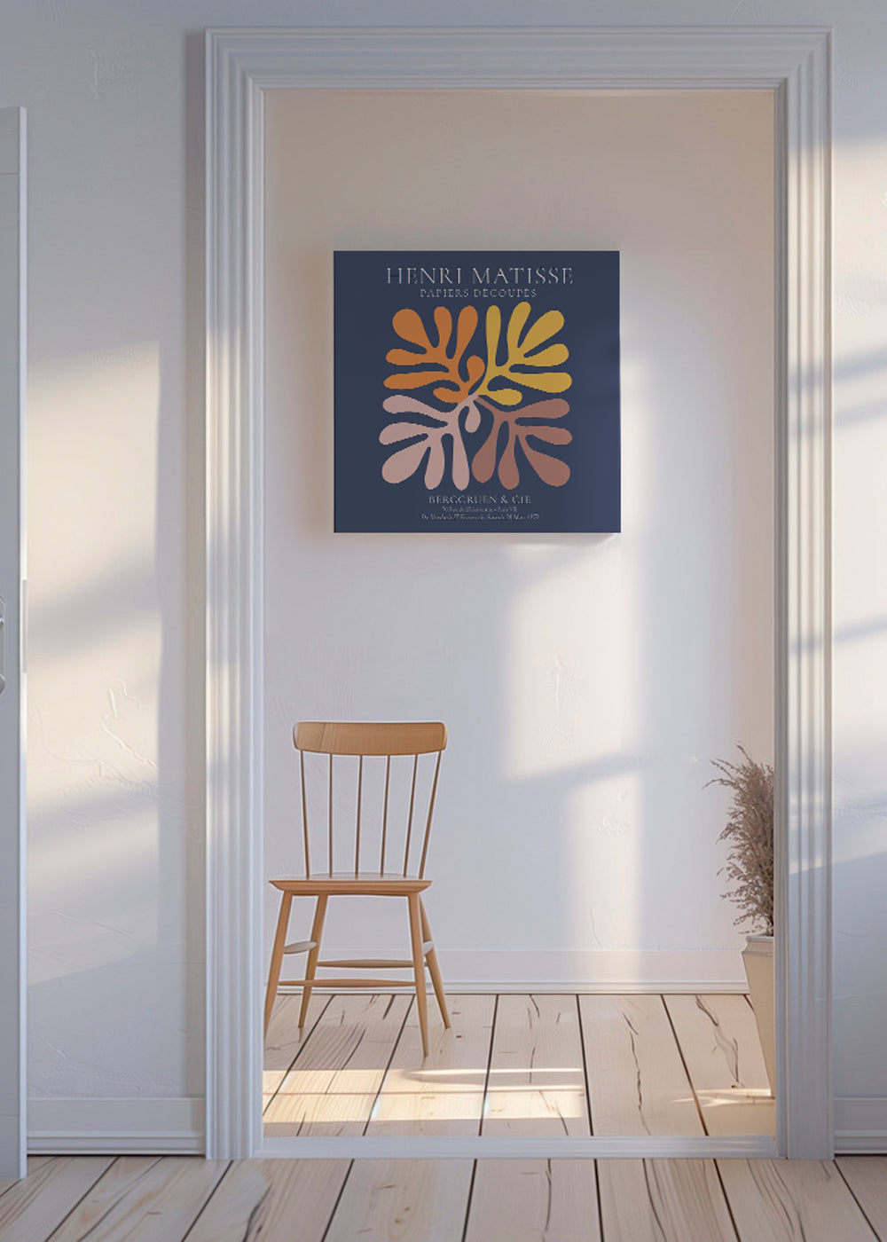 Plakat botaniczny wycinanki na granatowym tle