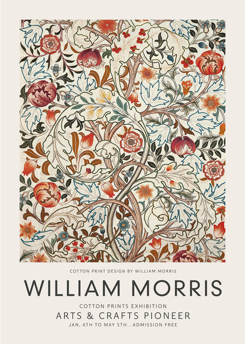 Plakat botaniczny William Morris wzór kwiatowy