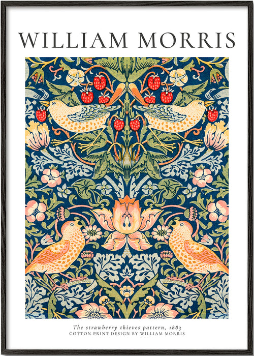 Plakat botaniczny William Morris ptaki i truskawki