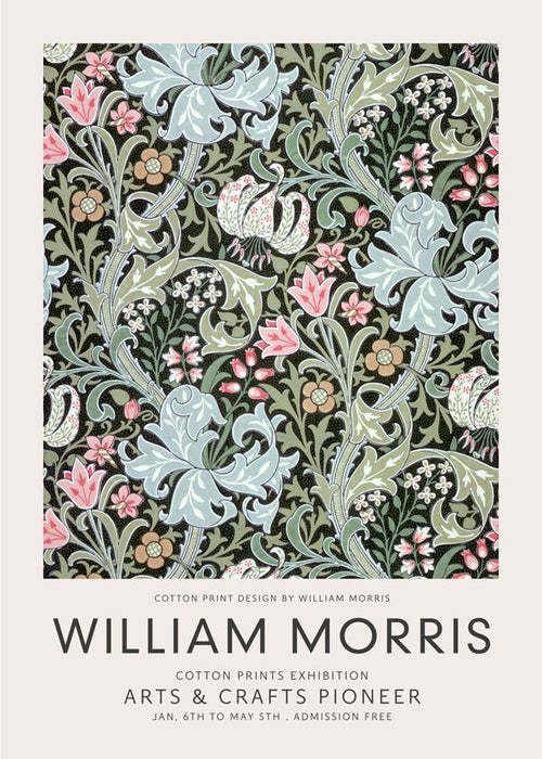 Plakat botaniczny William Morris wzór kwiatowy
