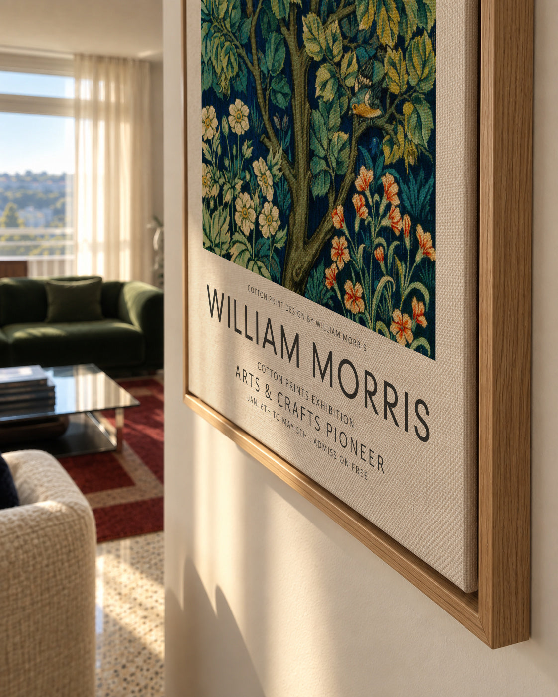 William Morris Cock Pheasant - Framed canvas detail