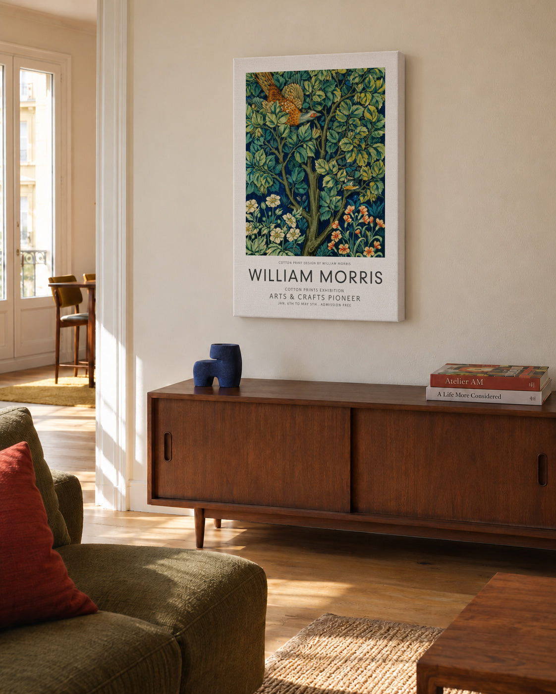 William Morris Cock Pheasant - Unframed canvas in an interior
