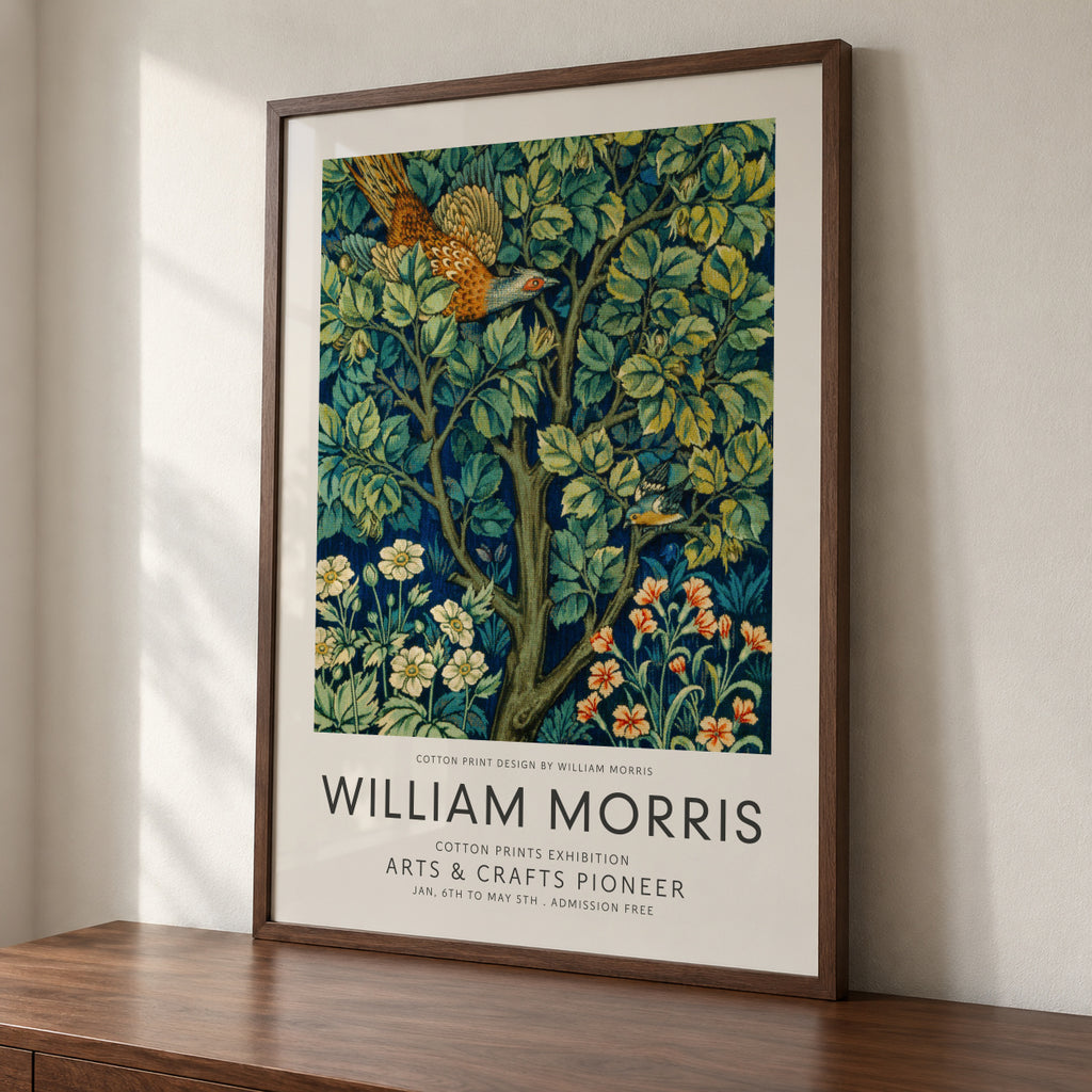 William Morris Cock Pheasant - Framed poster detail