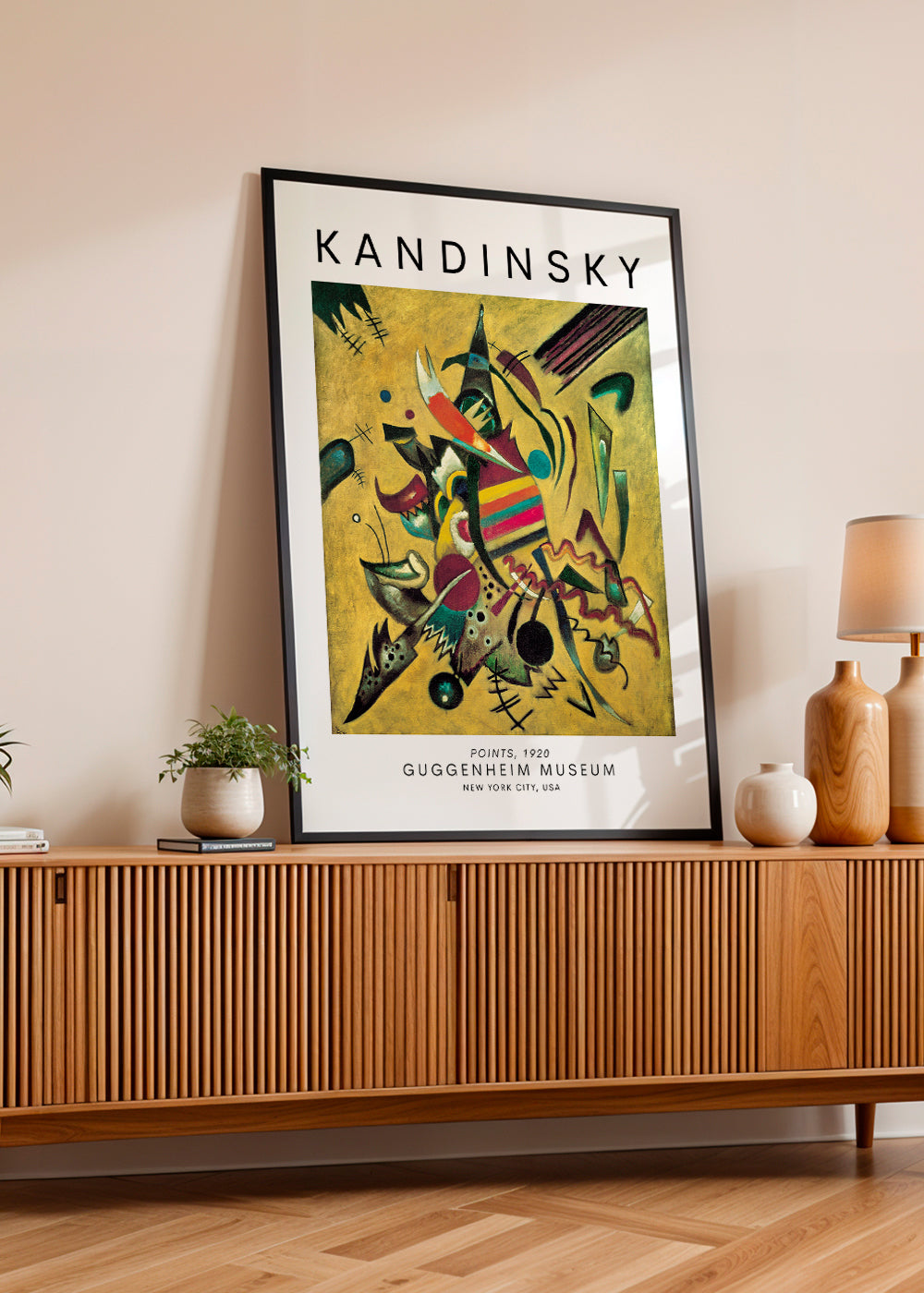 Obraz abstrakcyjny w stylu Kandinsky z kolorowymi punktami