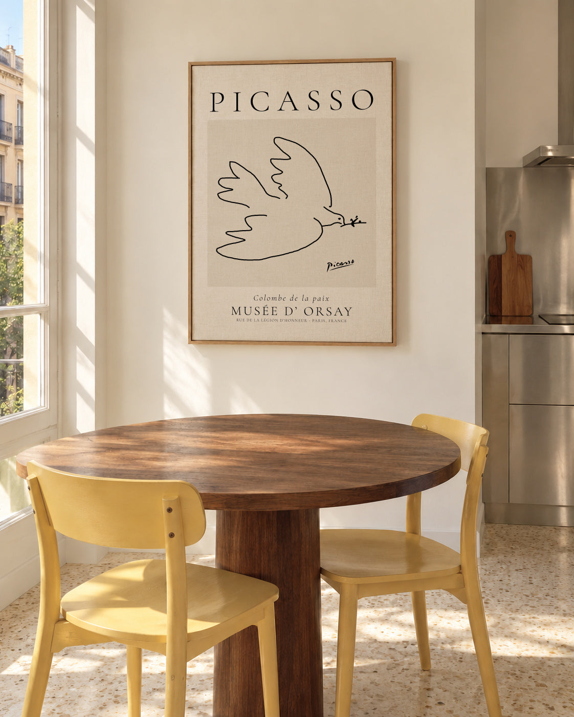 Pablo Picasso Animals Drawings Dove La colombe de paix - Framed canvas in an interior