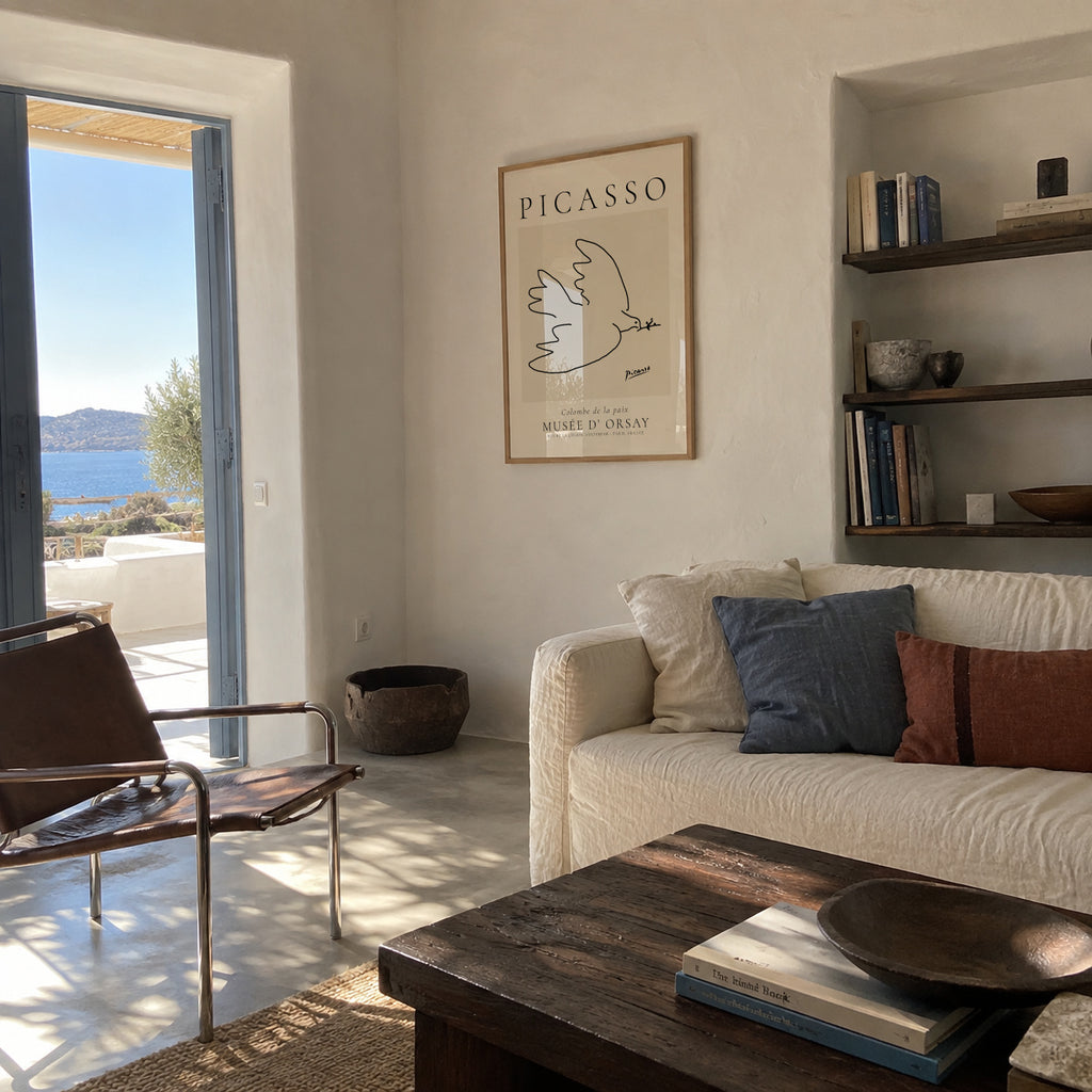 Pablo Picasso Animals Drawings Dove La colombe de paix - Framed poster in an interior