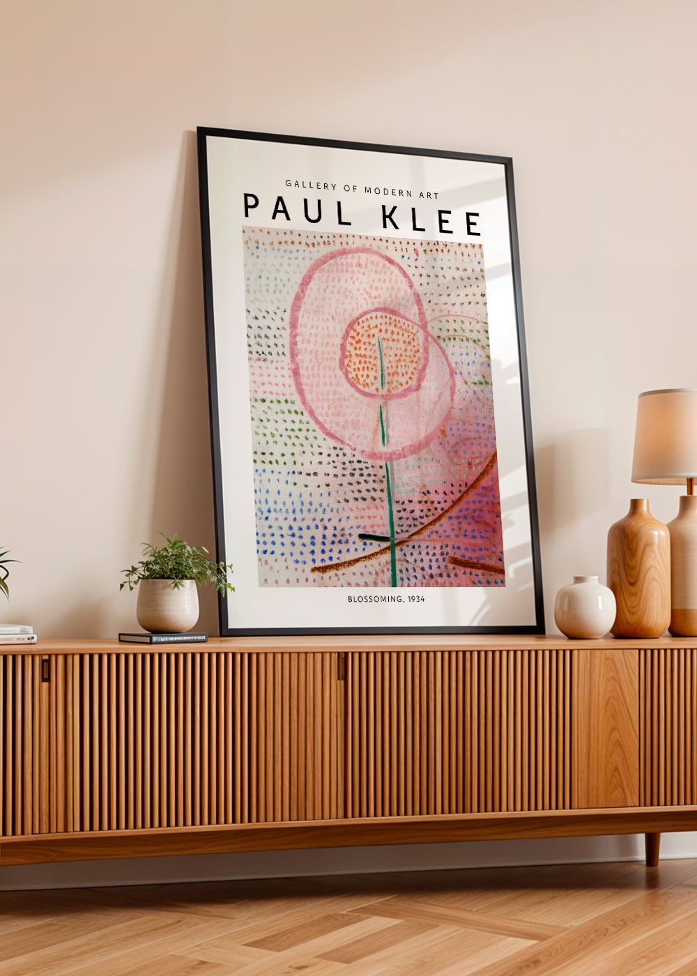 Plakat botaniczny: różowy kwiat abstrakcyjny