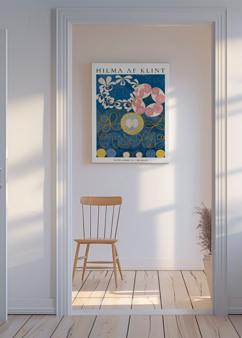Plakat botaniczny z różami i motywami okręgów