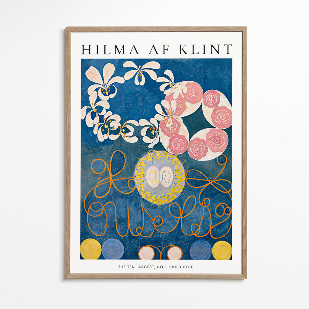 Plakat botaniczny z różami i motywami okręgów