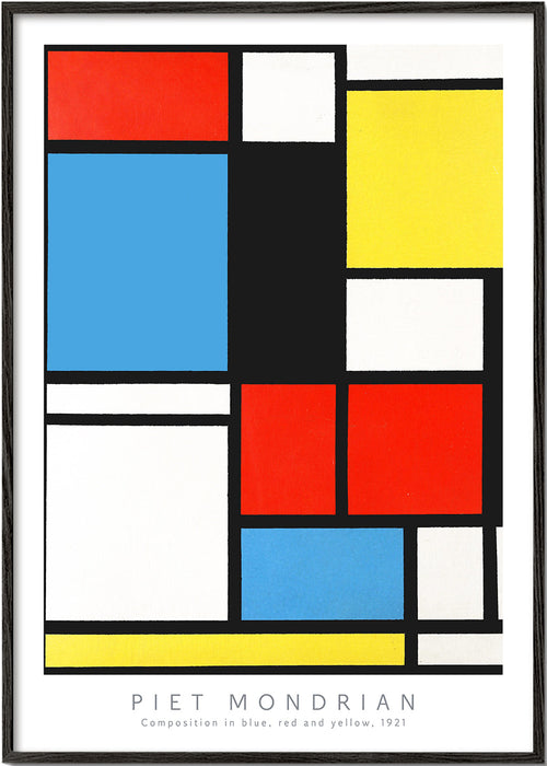Plakat geometryczny Mondrian w kolorach podstawowych