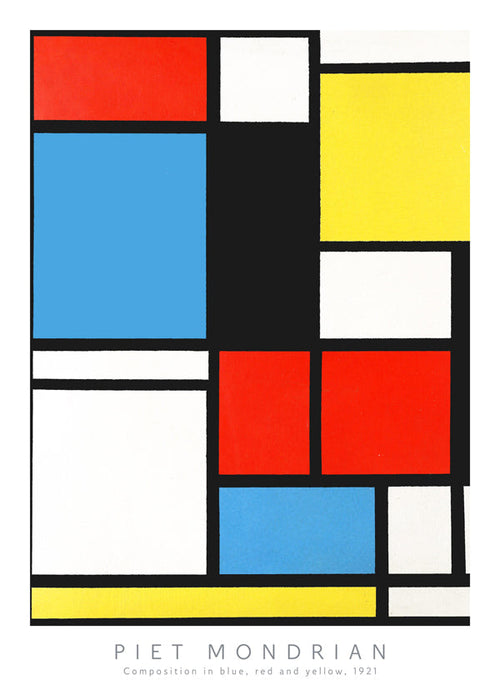 Plakat geometryczny Mondrian w kolorach podstawowych