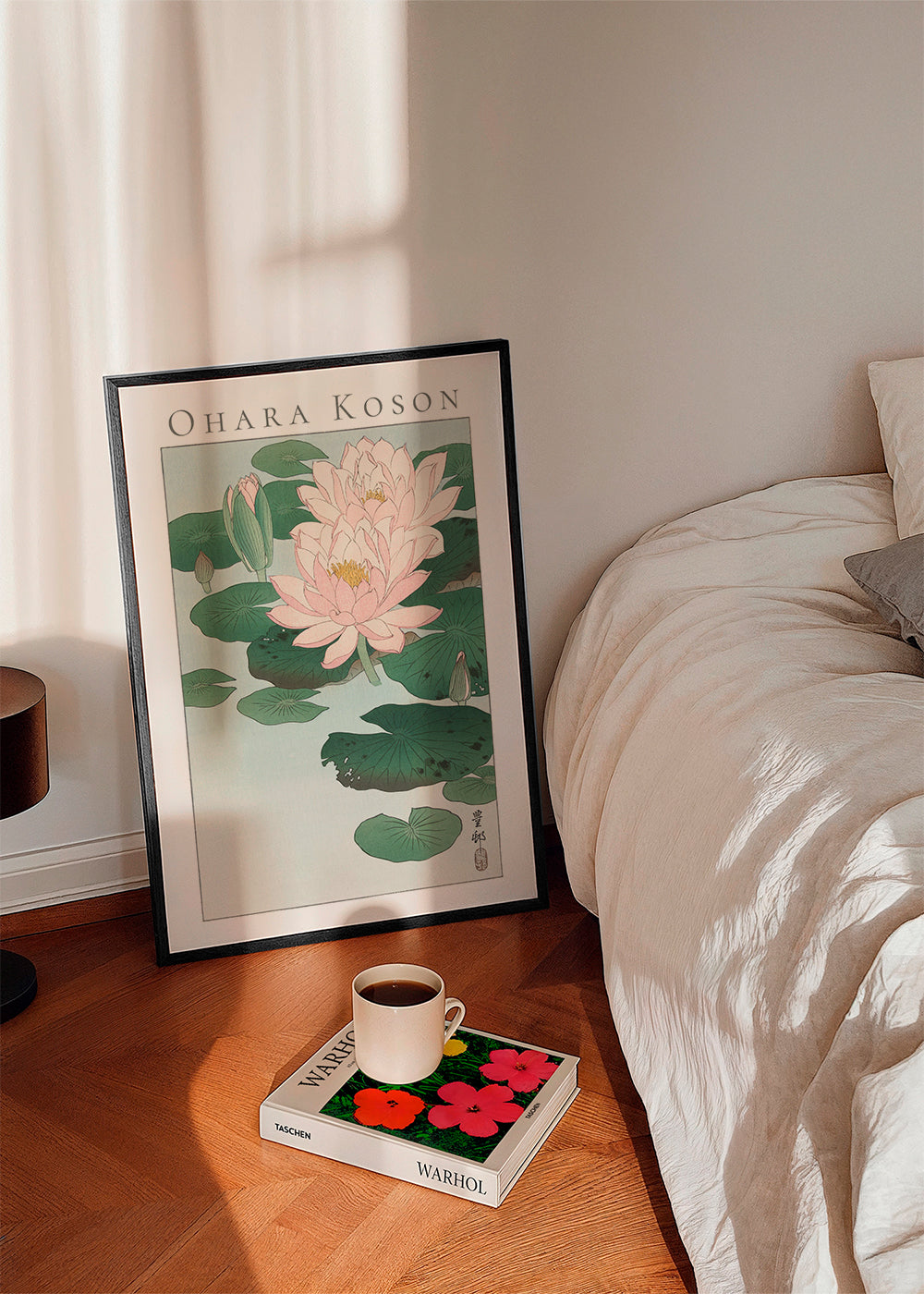 Plakat botaniczny z liliami wodnymi w stylu japońskim