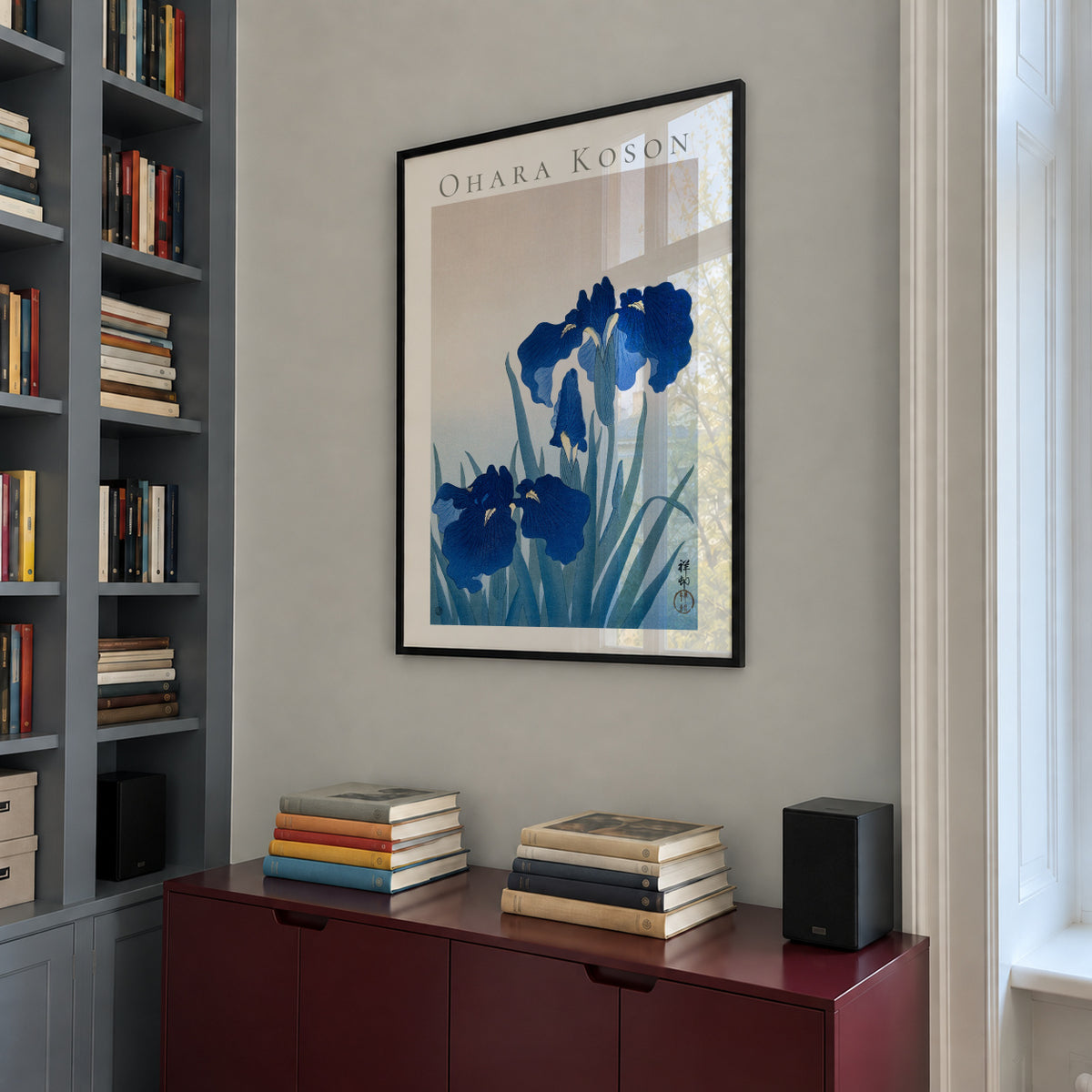 Ohara Koson Iris flowers - Framed poster in an interior