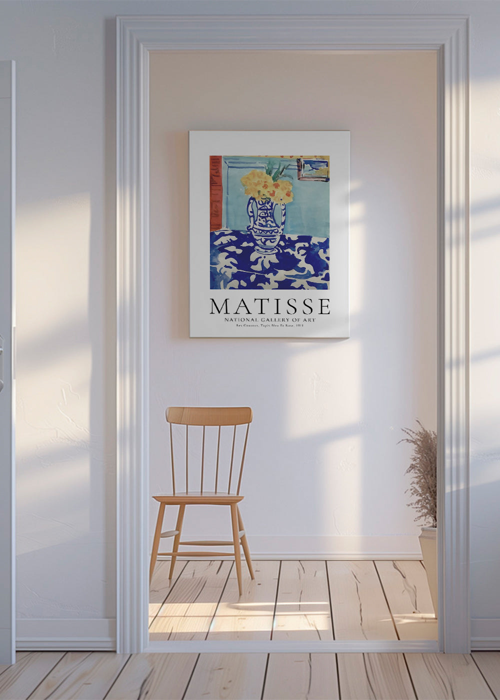 Plakat botaniczny niebieski wazon z kwiatami