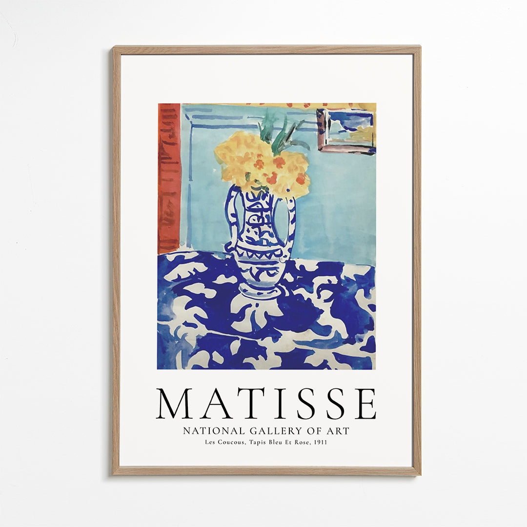 Plakat botaniczny niebieski wazon z kwiatami