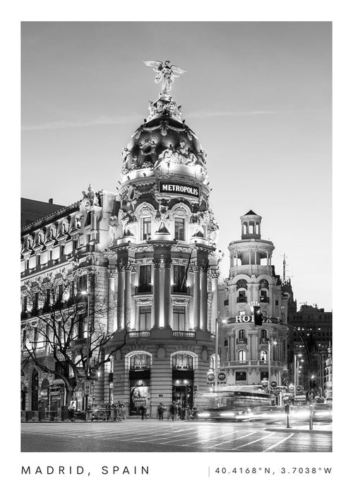 Sztuka do kuchni Madrid Metropolis czarno-biała