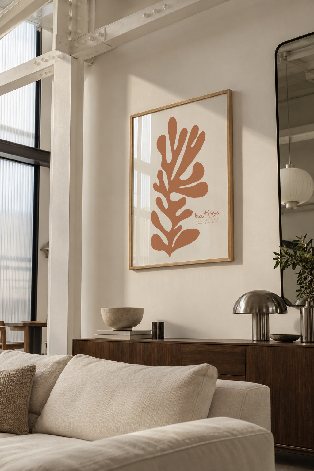 HENRI MATTISE LEAF PAPIERS DÉCOUPÉS - Framed poster in an interior
