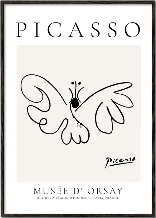 Plakat motyl rysunek liniowy w stylu Picassa