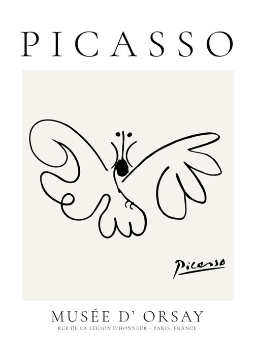 Plakat motyl rysunek liniowy w stylu Picassa